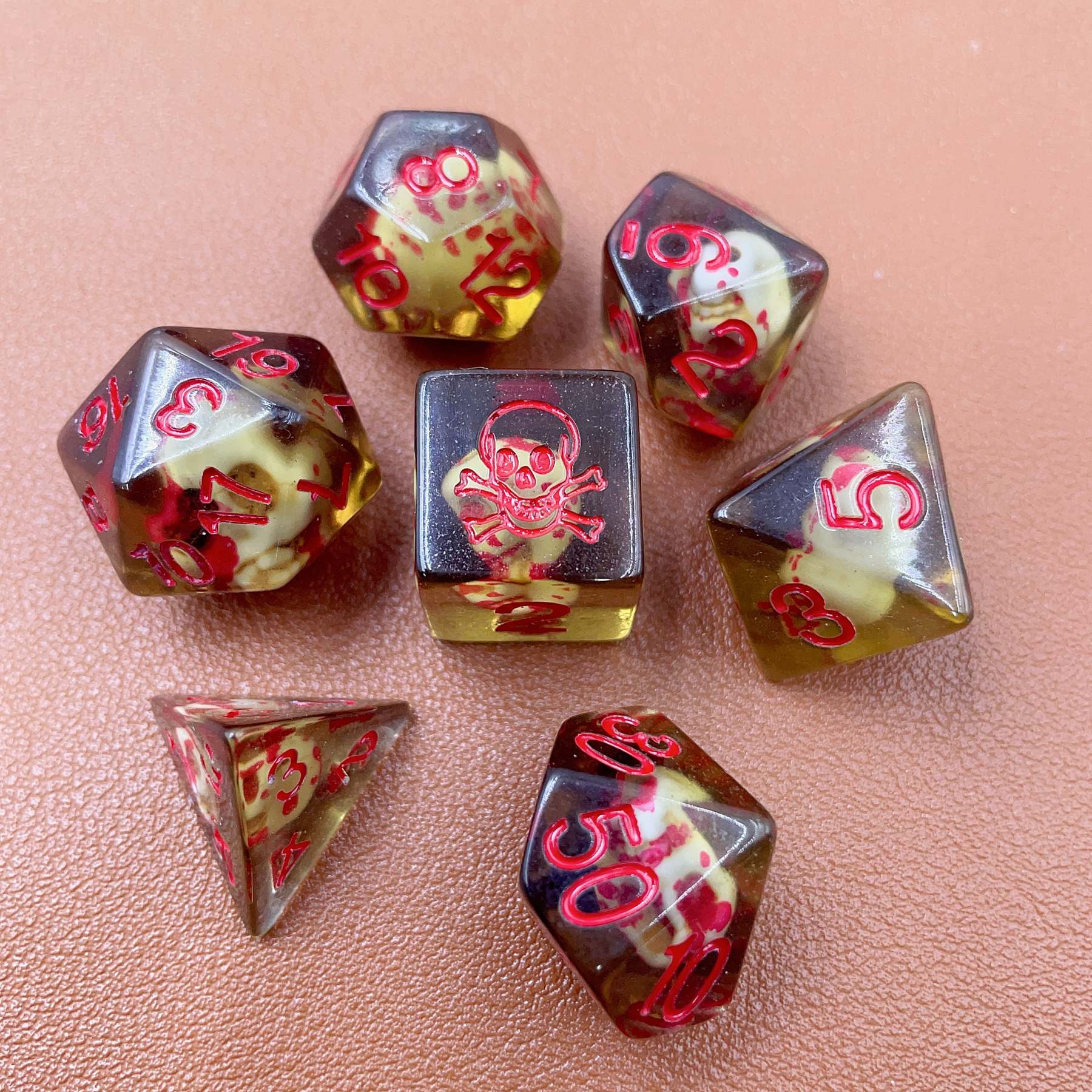 Blood Rage Skull Dice Set (Give away a Mystery Monster D&D RPG Figures Miniatures)