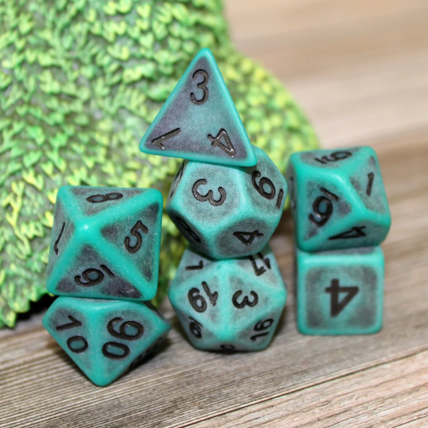 Ancient Green Polymer Dice Set