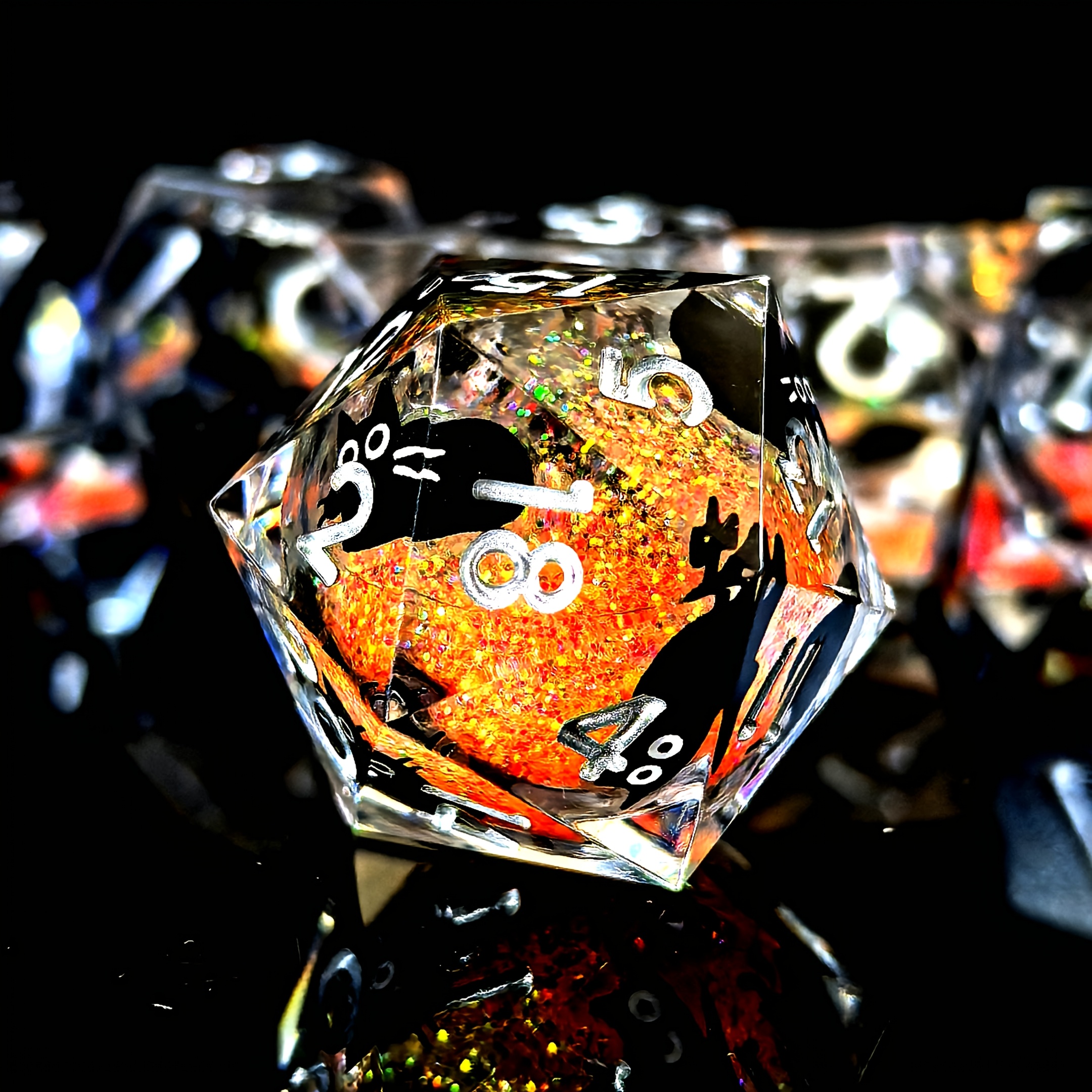 Cute Cat Liquid Core Resin Dice Set