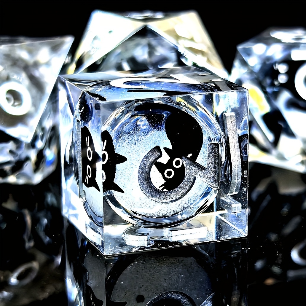 Cute Cat Liquid Core Resin Dice Set