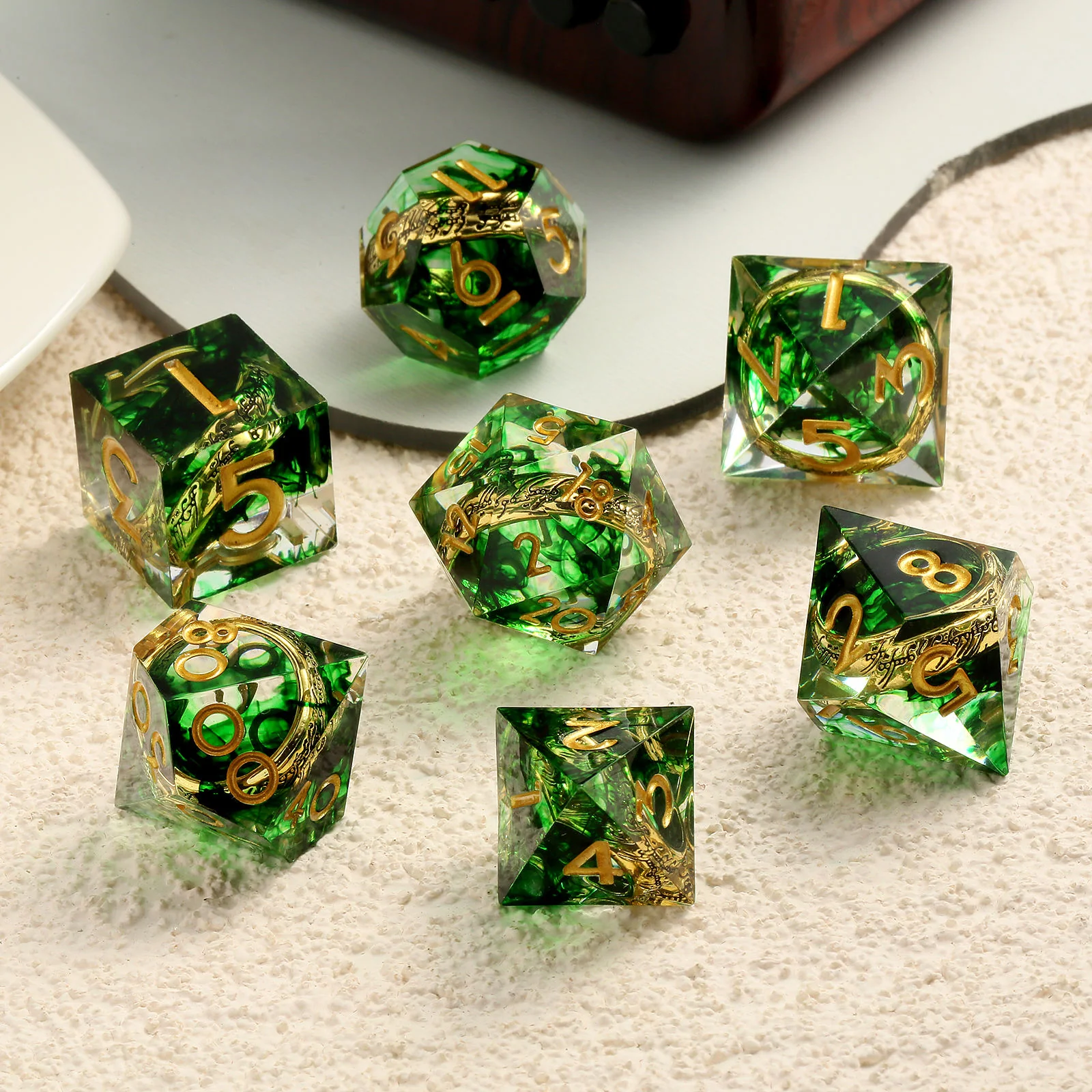 Ring of Verdant Dominion – Floating Ring Dice Set
