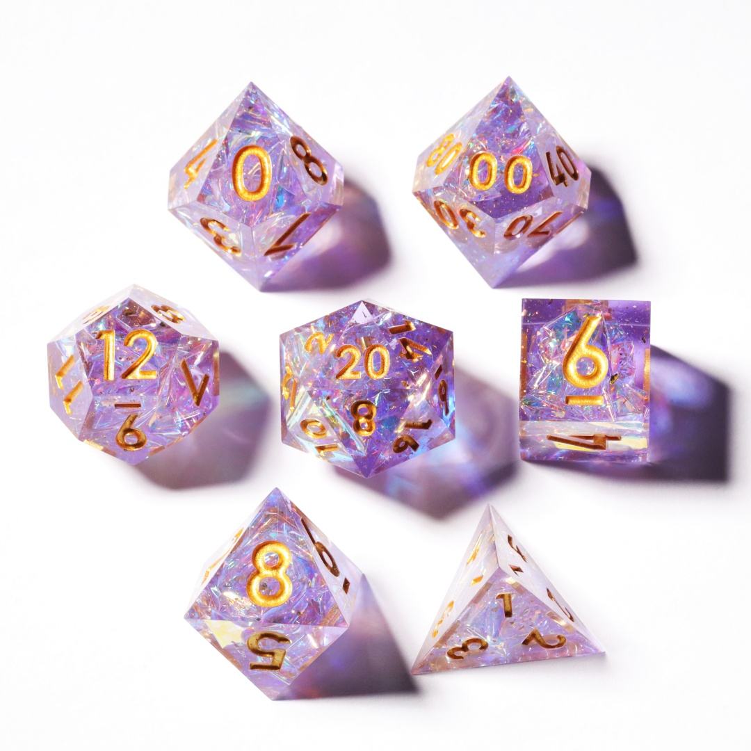 Purple Galaxy 7-Piece Polyhedral Dice Set for D&D-Resin