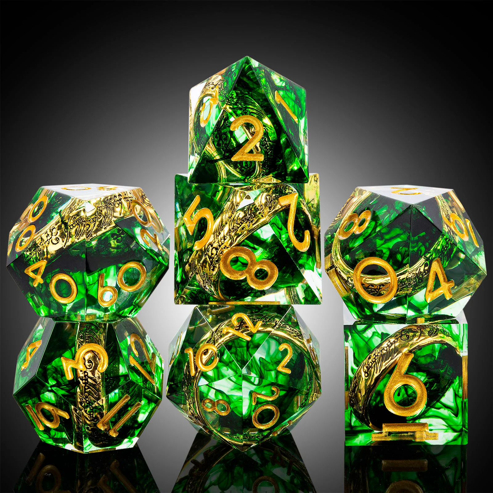 Ring of Verdant Dominion – Floating Ring Dice Set