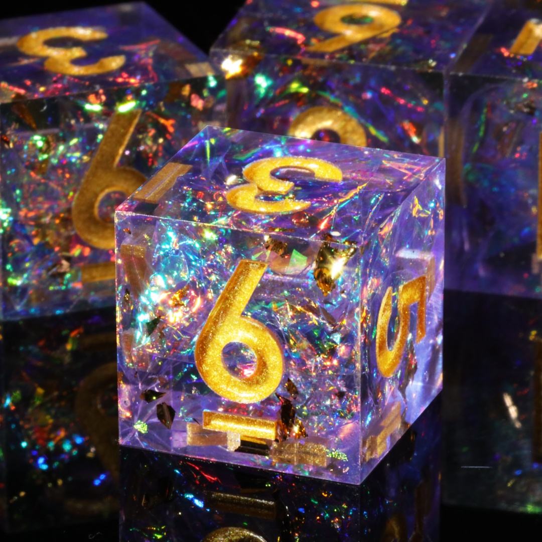 Purple Galaxy 7-Piece Polyhedral Dice Set for D&D-Resin