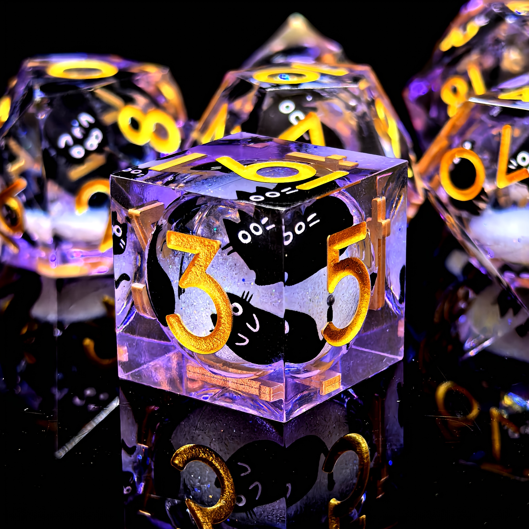 NEW Cat Liquid Core Resin Dice Set