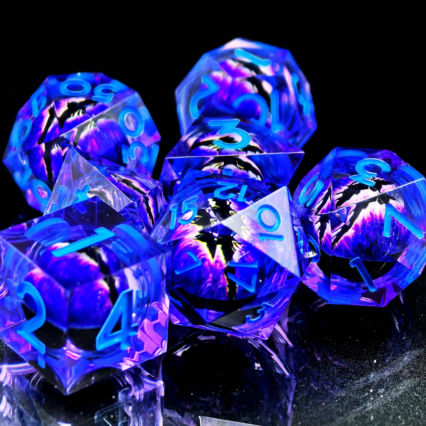 Dragon Eye DND Sharp Edge Liquid Core Resin Handmade Dice Set
