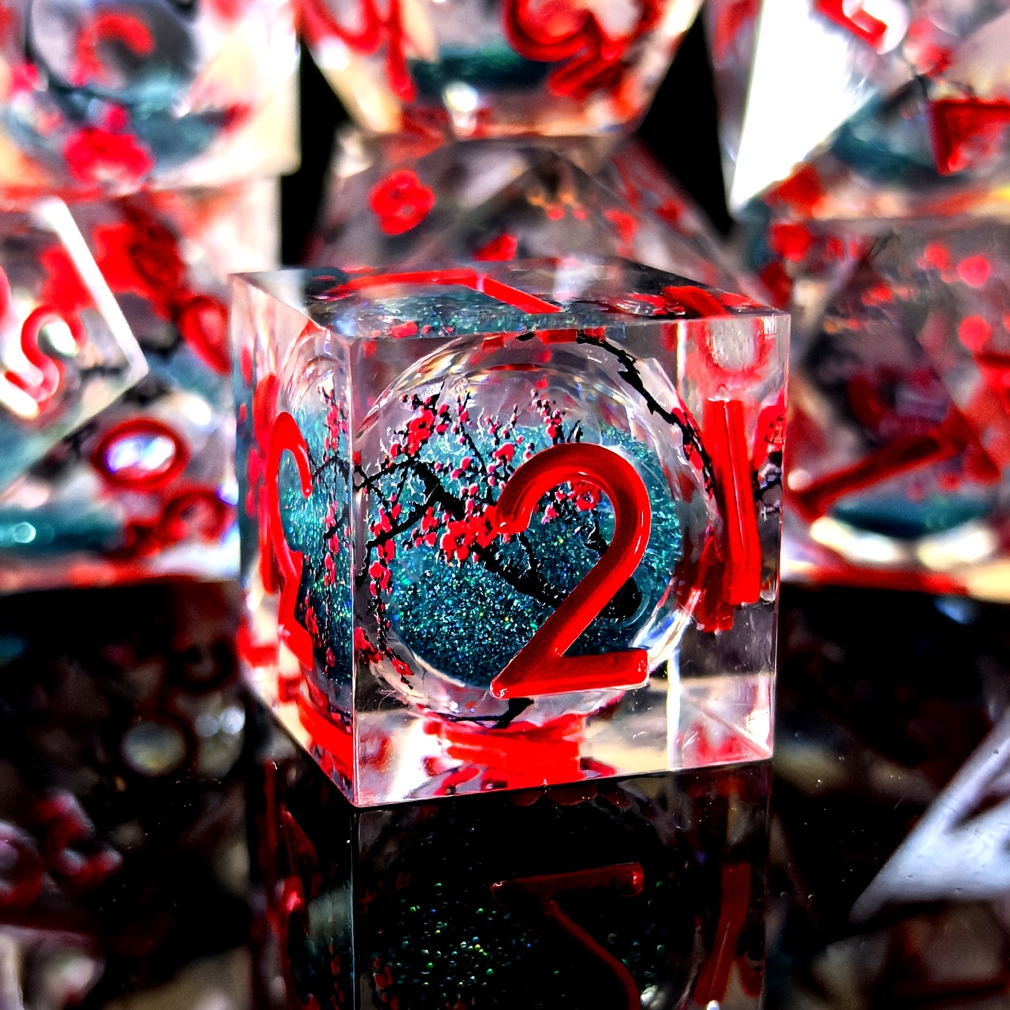 Plum Blossom Resin Dice Set