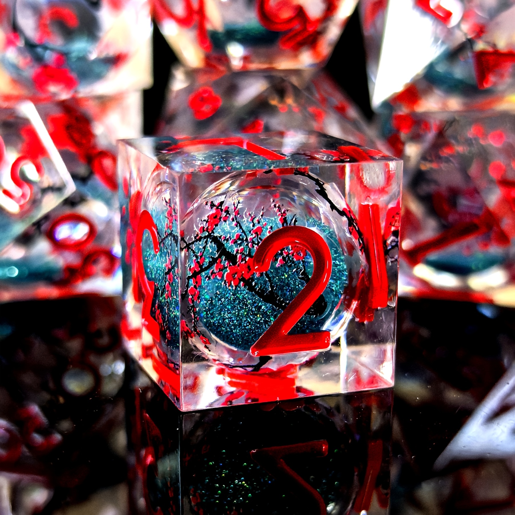 Plum Blossom Resin Dice Set