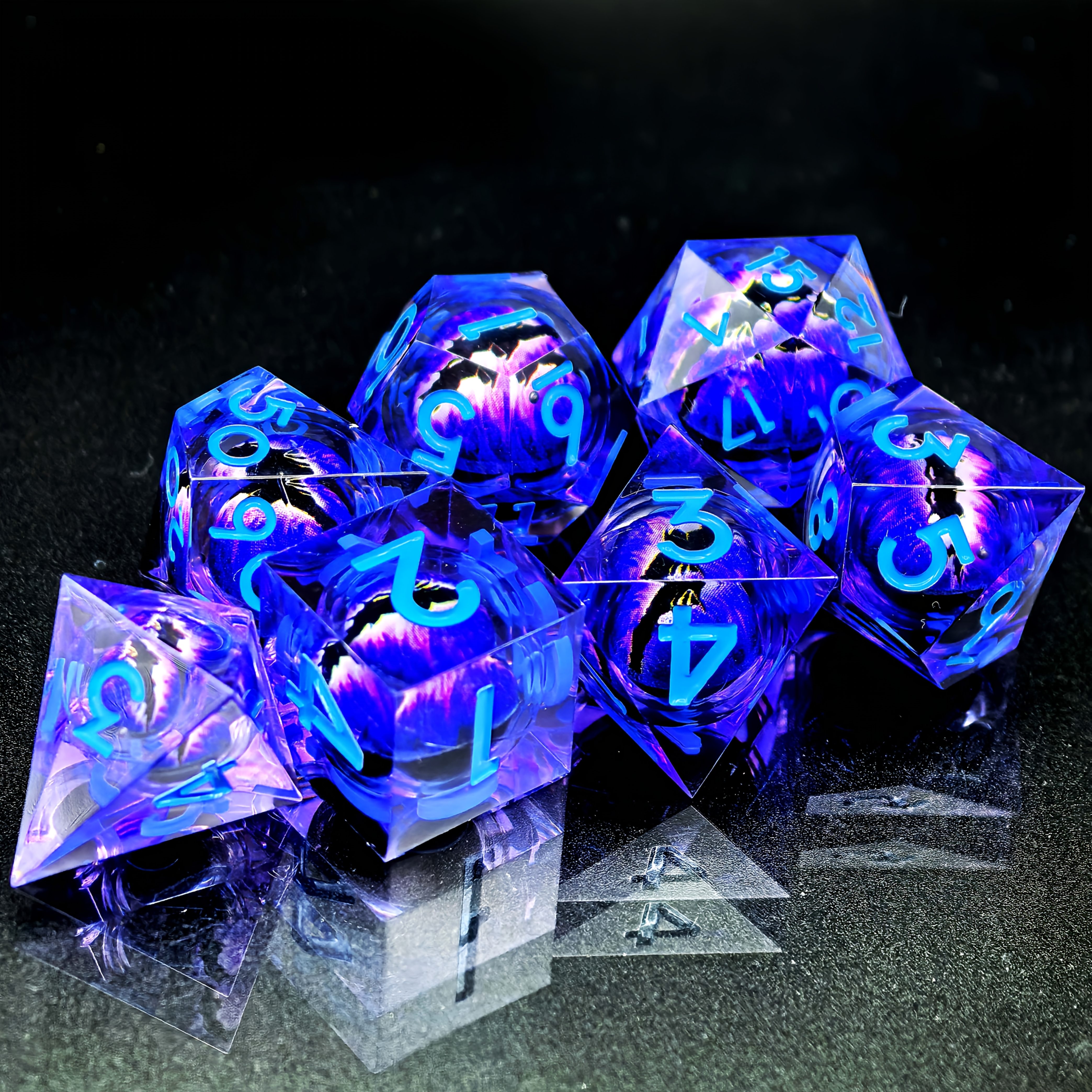 Dragon Eye DND Sharp Edge Liquid Core Resin Handmade Dice Set