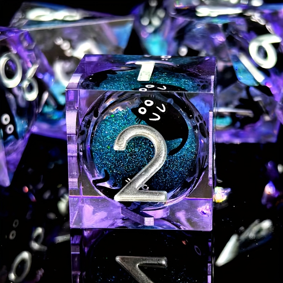 NEW Cat Liquid Core Resin Dice Set