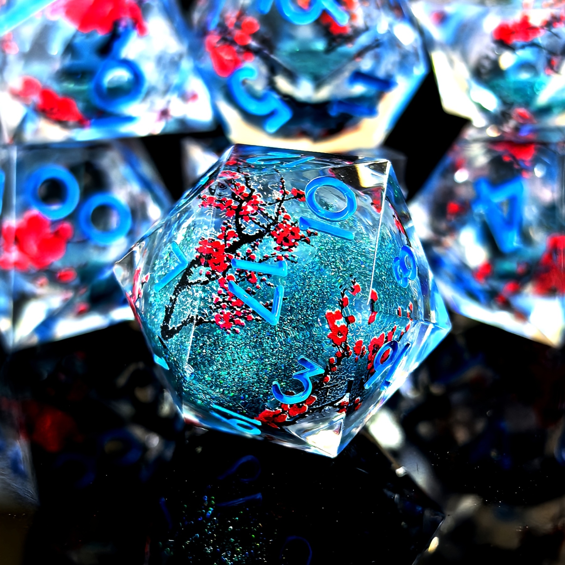 Plum Blossom Resin Dice Set