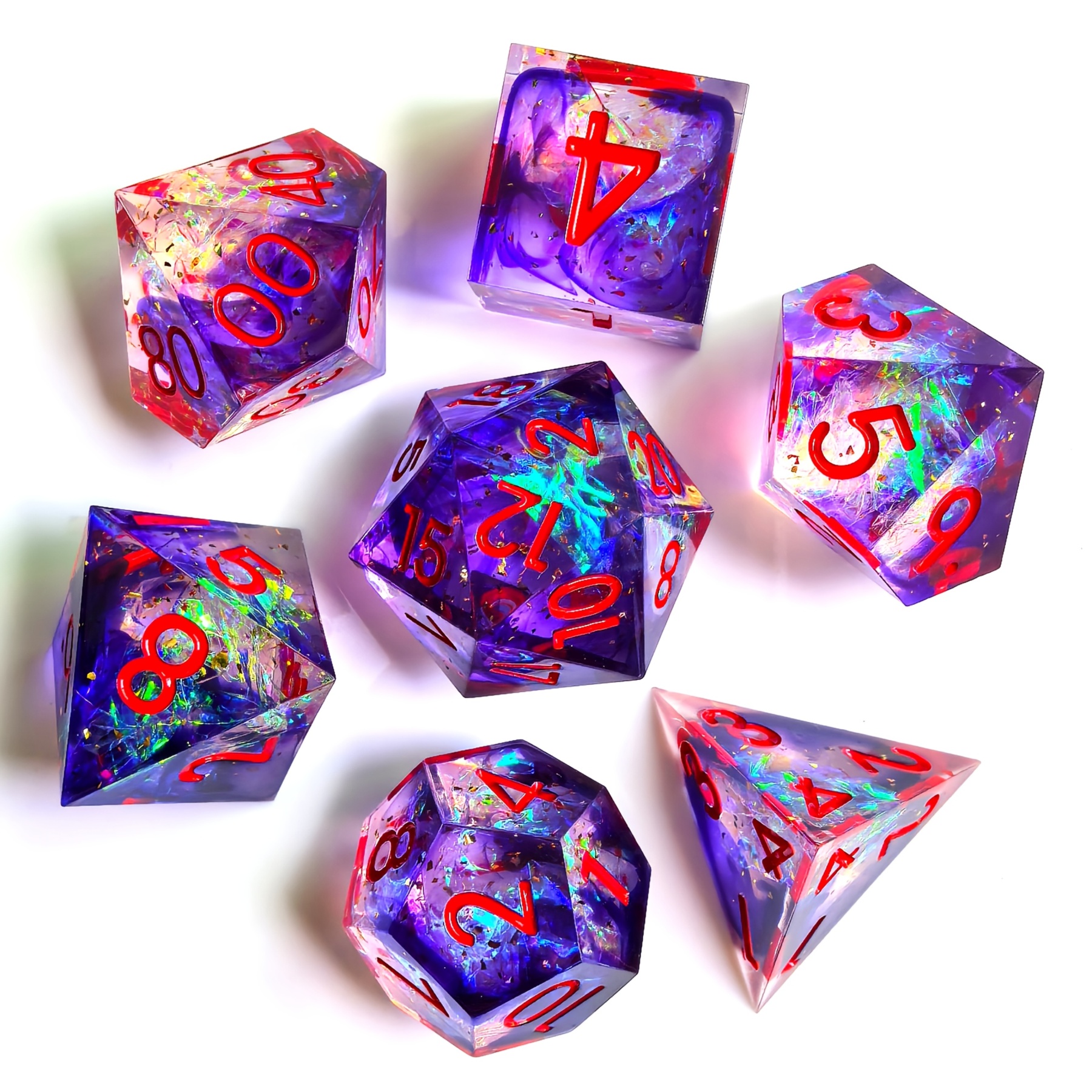 Beautiful seven-piece set of DND resin sharp dice set