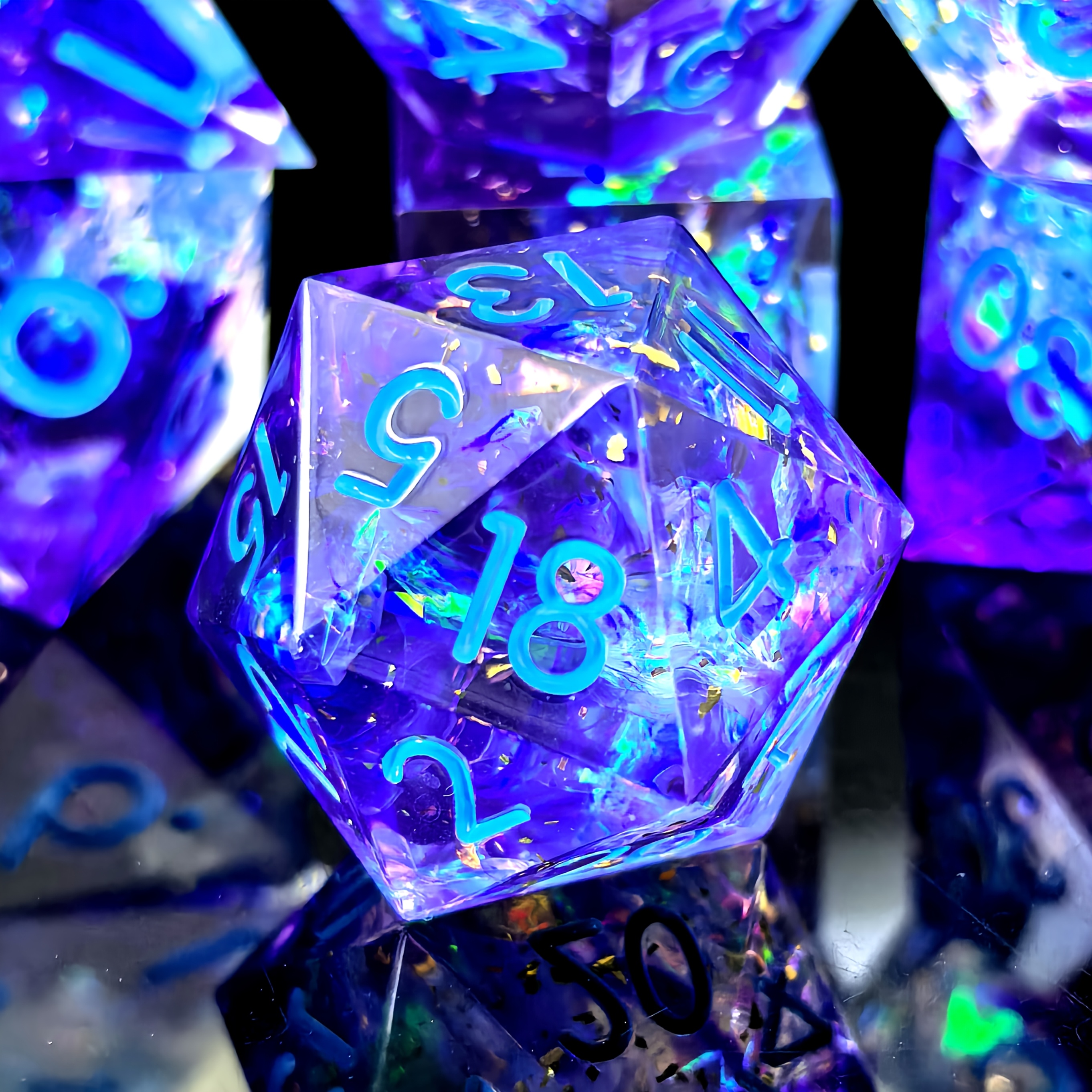 Beautiful seven-piece set of DND resin sharp dice set