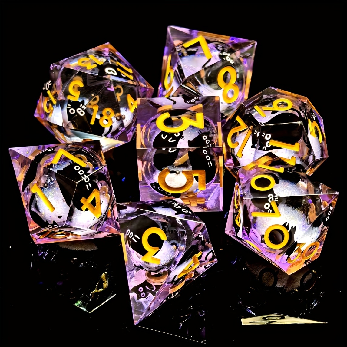NEW Cat Liquid Core Resin Dice Set