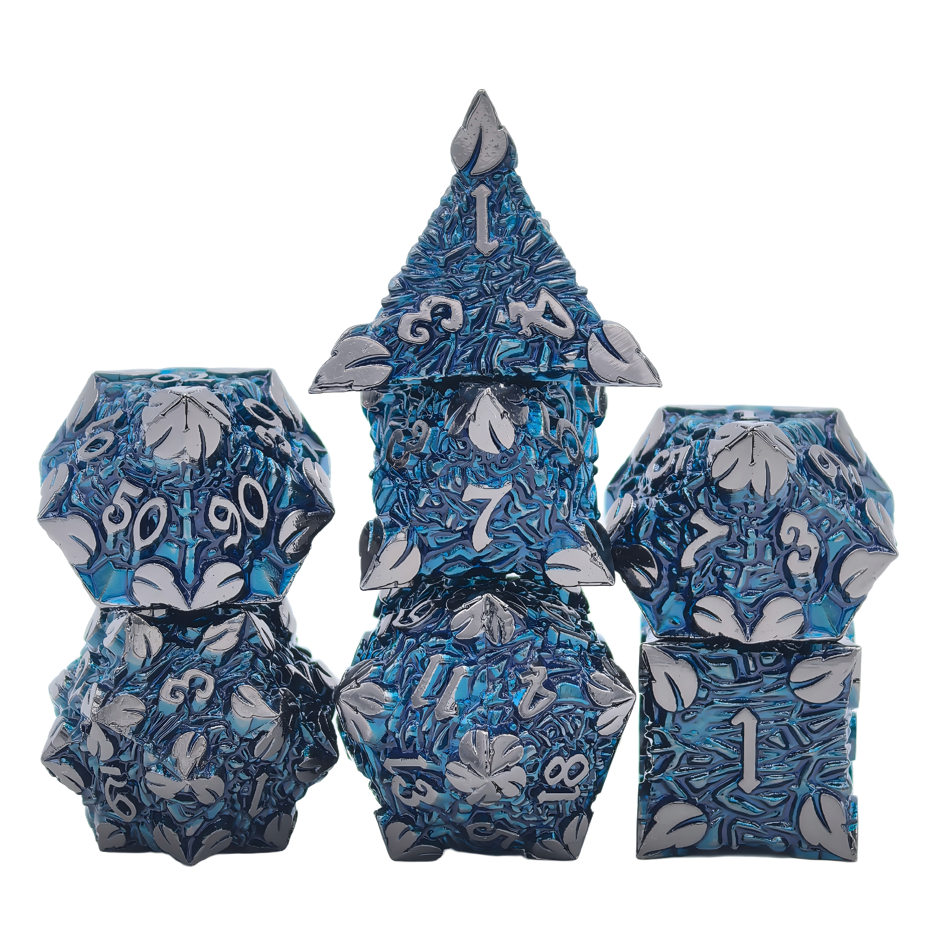 Elven pride metal dice set - leaves nature forest ancient tree rune dice