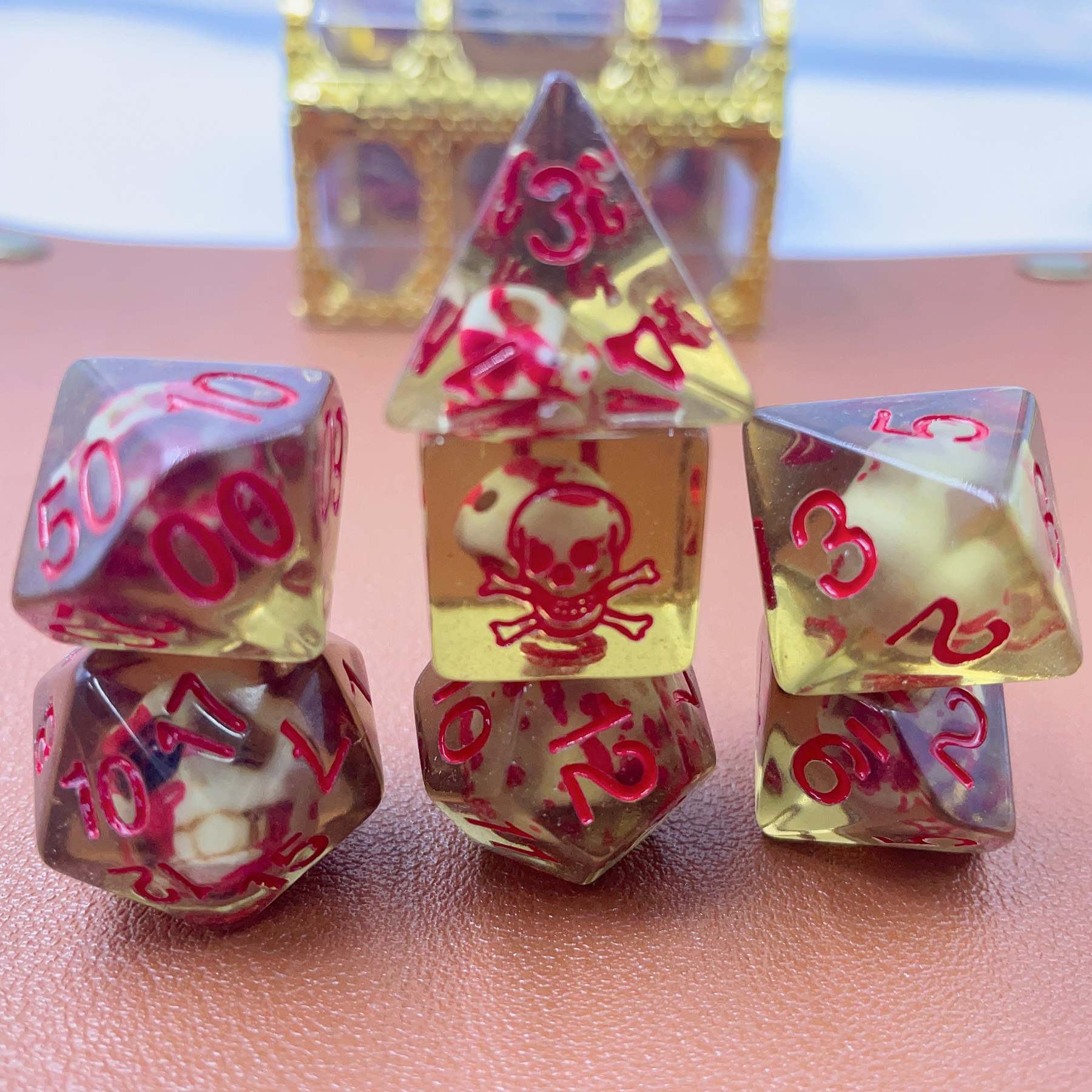 Blood Rage Skull Dice Set (Give away a Mystery Monster D&D RPG Figures Miniatures)