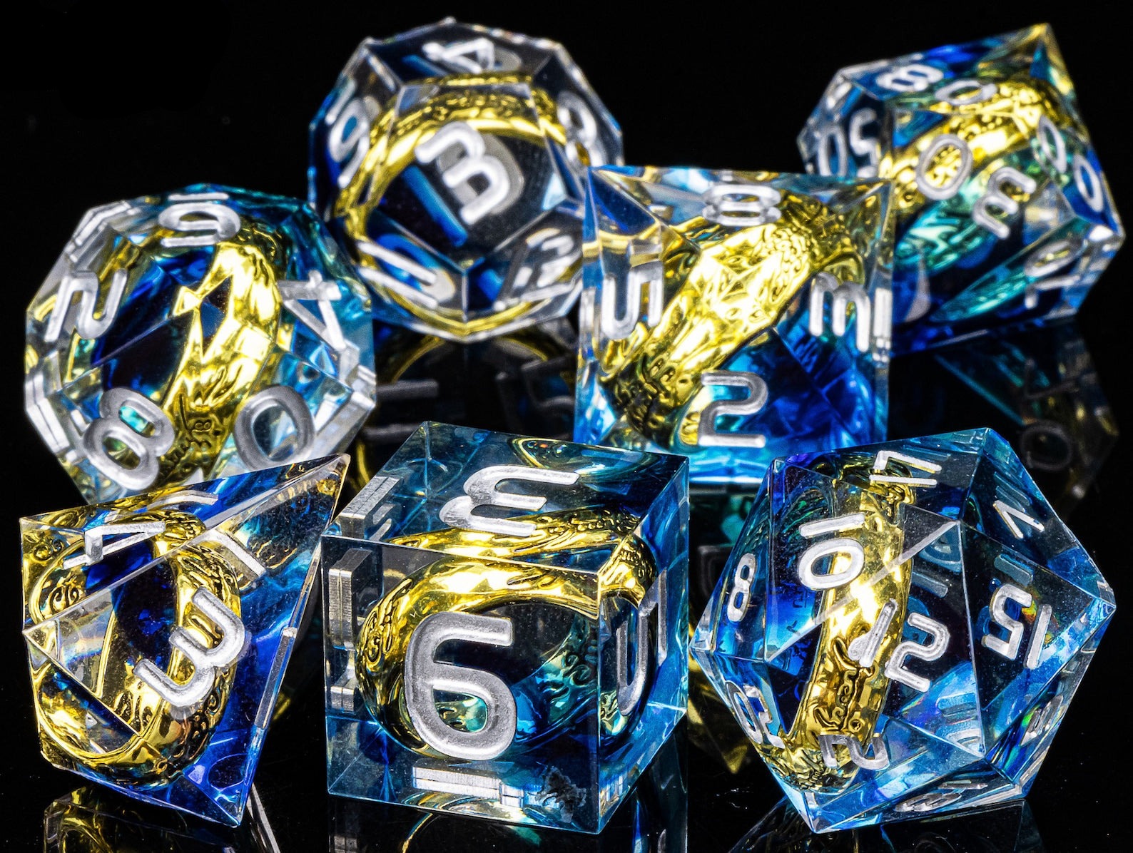 Handmade One Ring D&D Dice - Resin DND Blue Dice