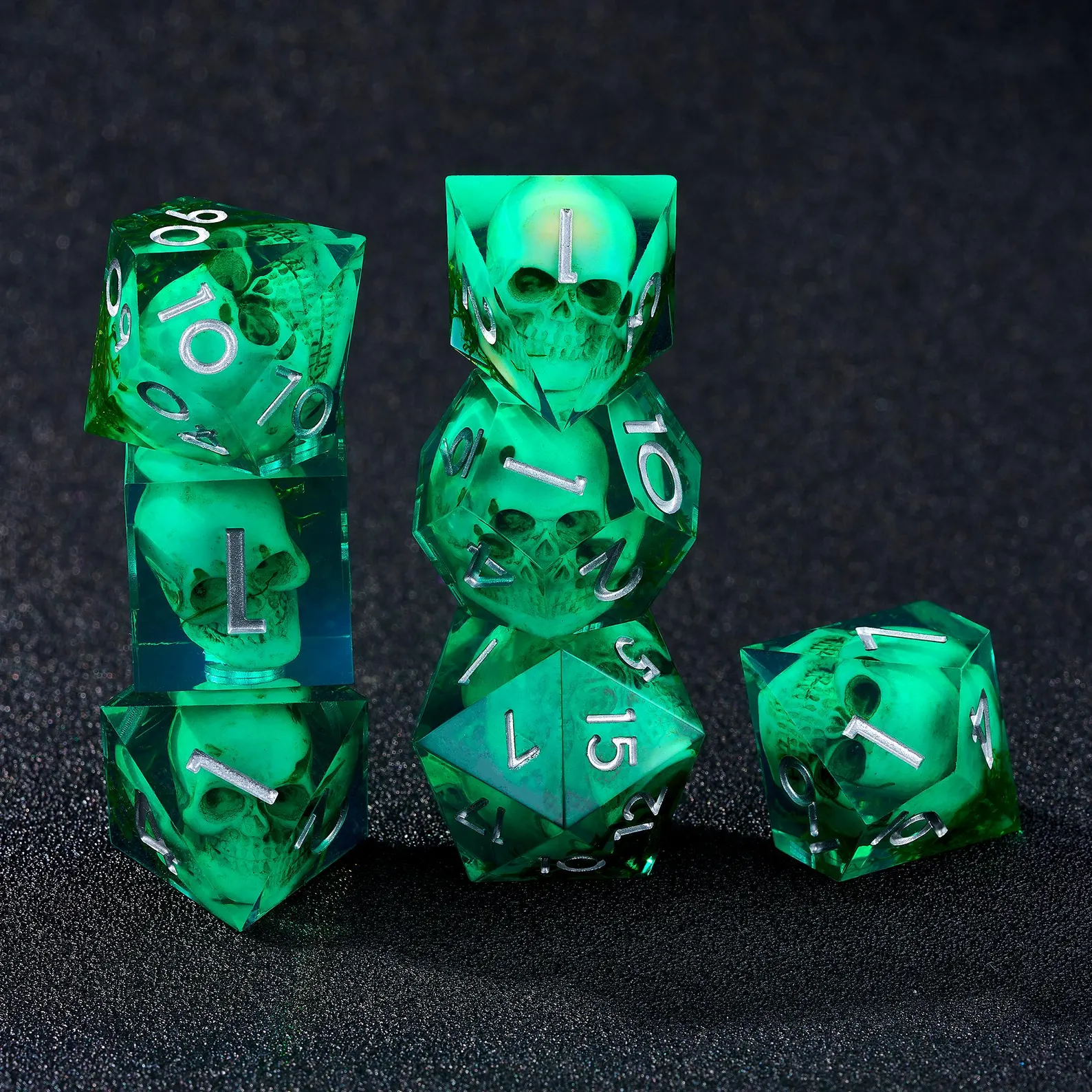 Green Moss & Skull Dice Set