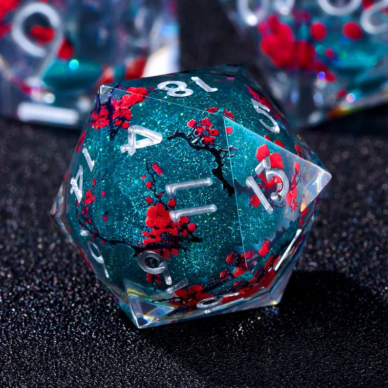Plum Blossom Liquid Core Dice Set