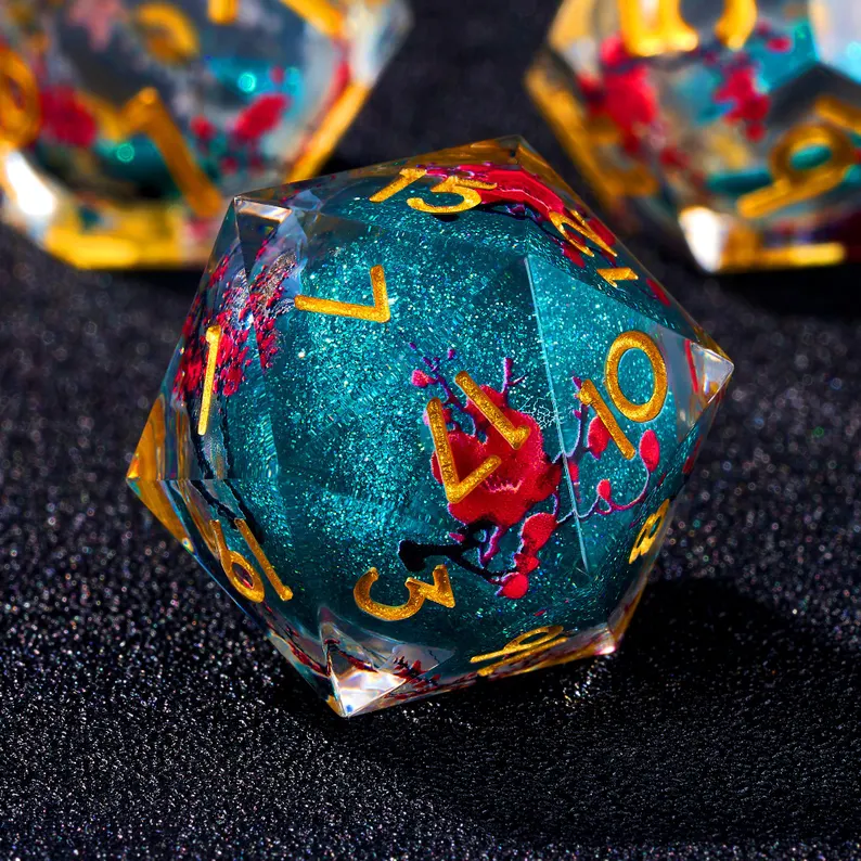 Plum Blossom Liquid Core Dice Set
