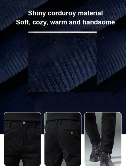 Men's corduroy straight-leg casual trousers for autumn and winter, suitable for temperatures as low as -30°C