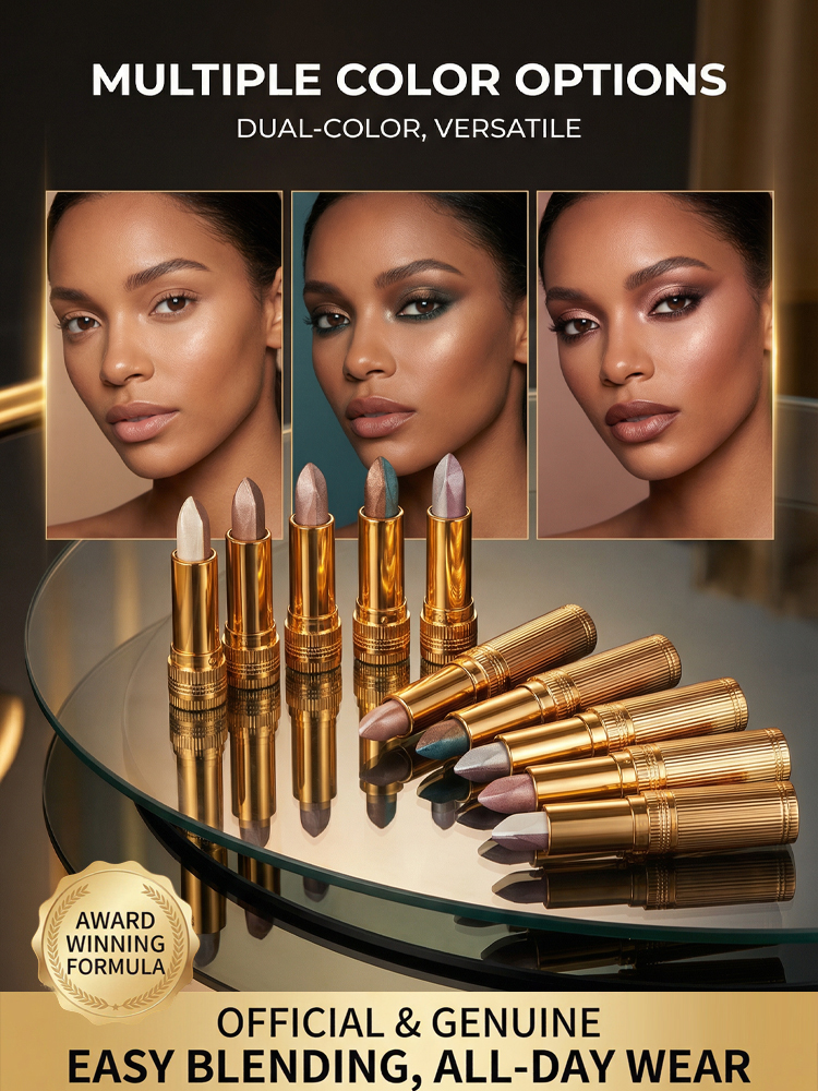 Dual-color waterproof quick makeup 3-in-1 eyeshadow stick⚡3-second molding: Simple operation, no skills required, even beginners can get started