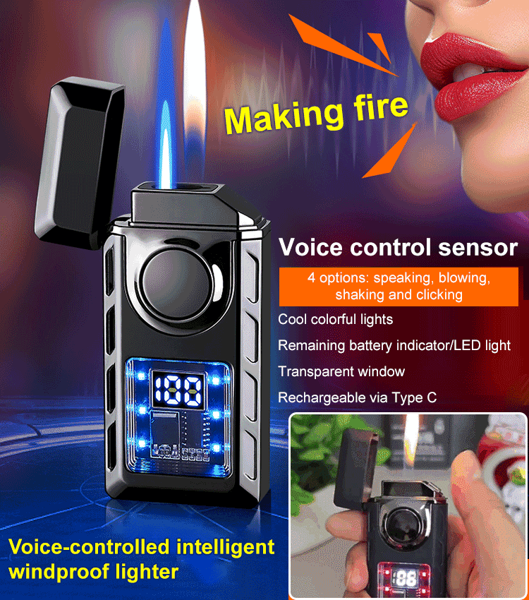 Voice-controlled intelligent ignition windproof lighter