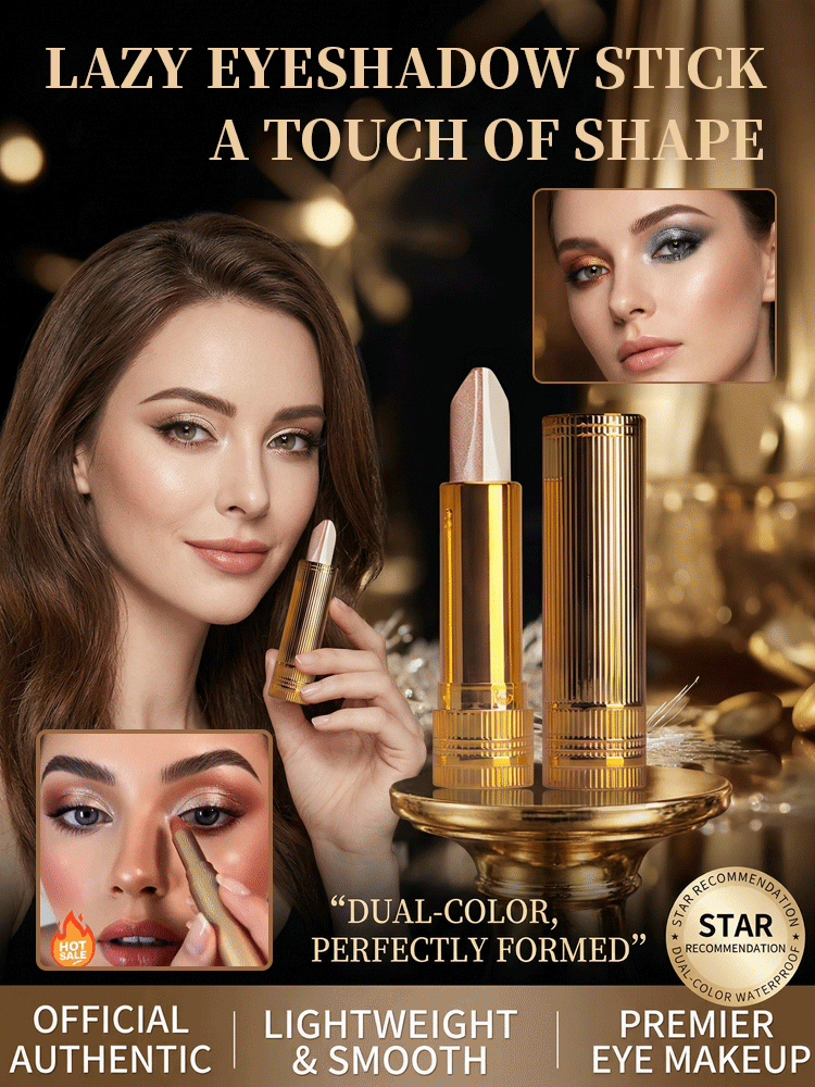 Dual-color waterproof quick makeup 3-in-1 eyeshadow stick⚡3-second molding: Simple operation, no skills required, even beginners can get started