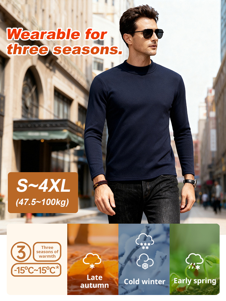 Men's double-sided German fleece turtleneck base layer shirt🧶-15°C to 15°C can withstand severe cold