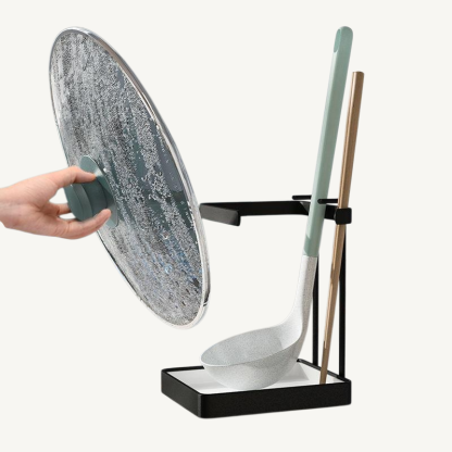 Kitchen countertop pot lid rack