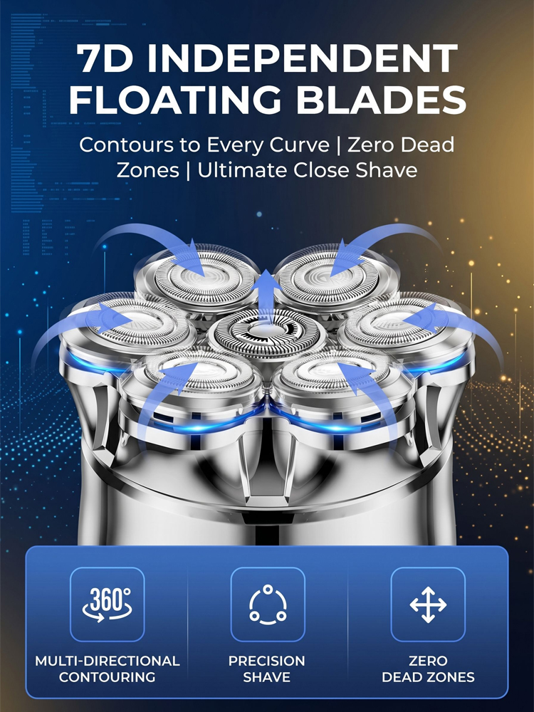Seven-blade magnetic water-washable shaver🪒✂️One machine, multiple uses: shaving, facial shaving, and grooming all in one