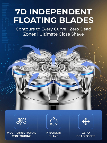 Seven-blade magnetic water-washable shaver🪒✂️One machine, multiple uses: shaving, facial shaving, and grooming all in one