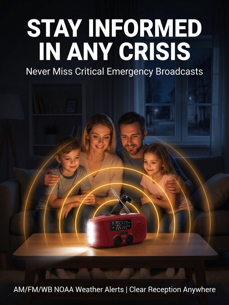 Multifunctional Hand-Cranked Emergency Lighting Radio🔦⚙️No batteries needed, just shake it manually to generate electricity, never runs out of power