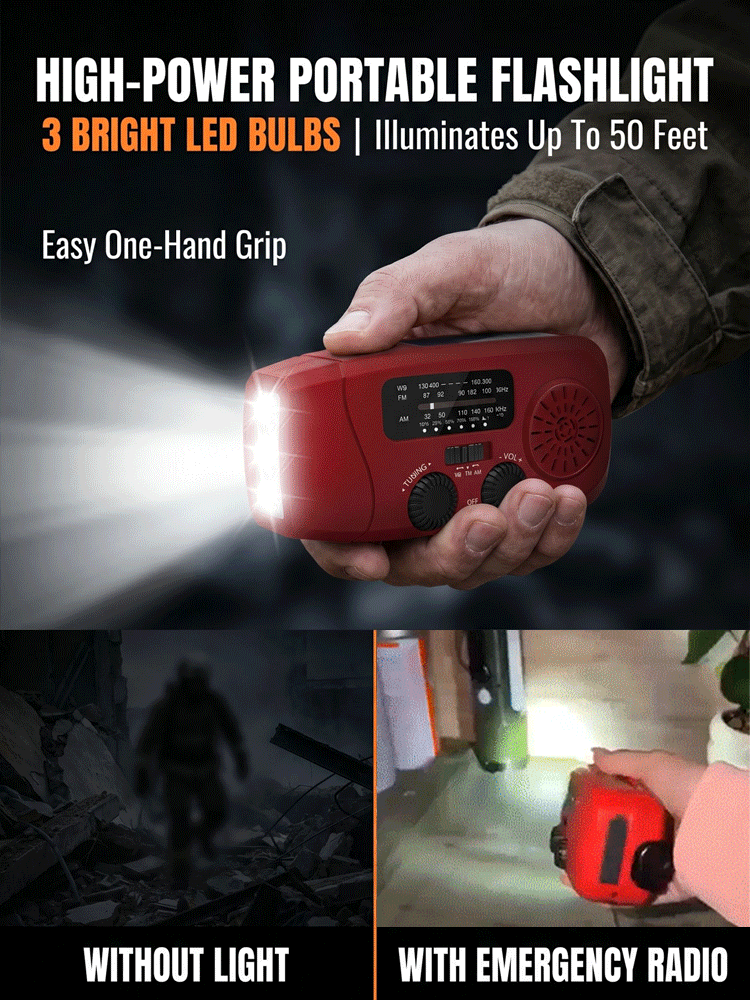 Multifunctional Hand-Cranked Emergency Lighting Radio🔦⚙️No batteries needed, just shake it manually to generate electricity, never runs out of power