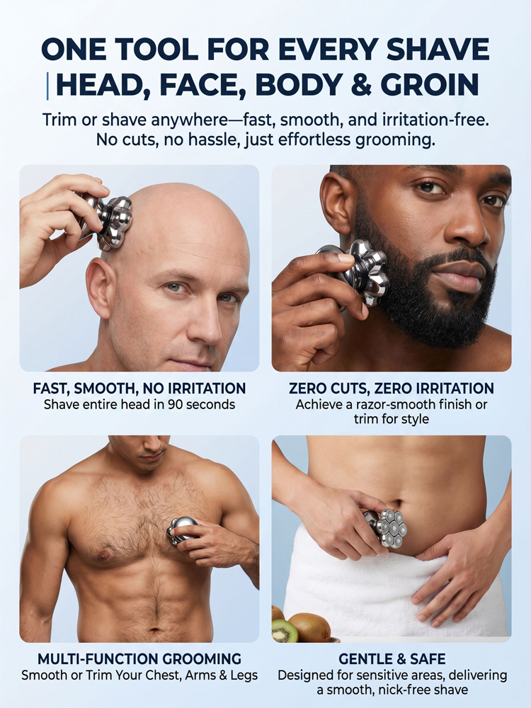 Seven-blade magnetic water-washable shaver🪒✂️One machine, multiple uses: shaving, facial shaving, and grooming all in one