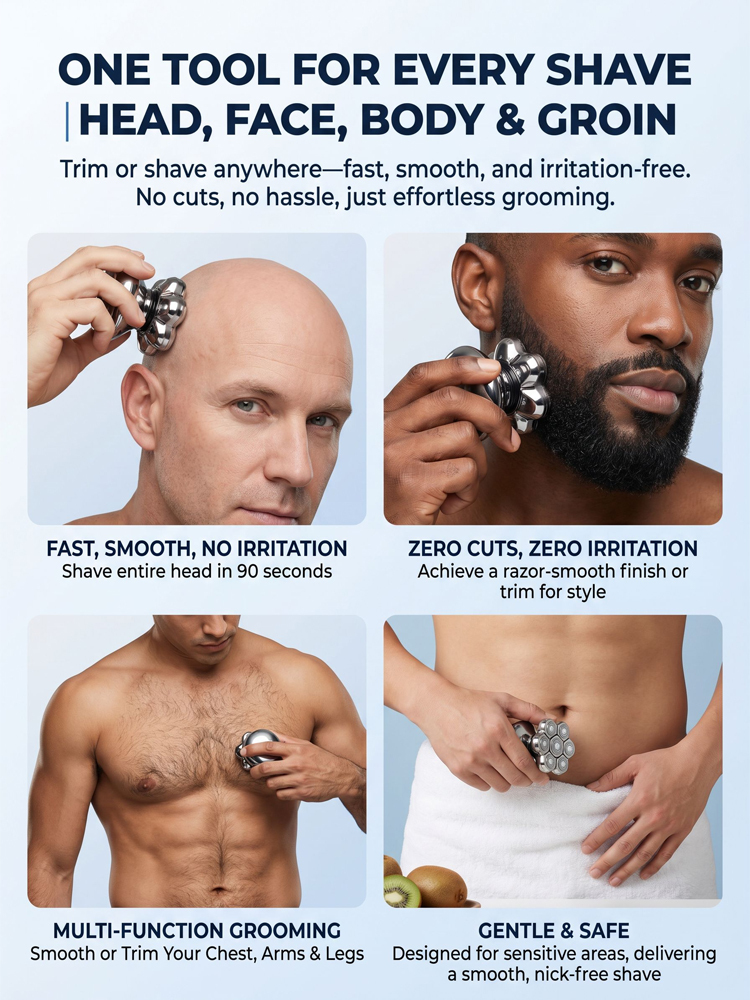 Seven-blade magnetic water-washable shaver🪒✂️One machine, multiple uses: shaving, facial shaving, and grooming all in one