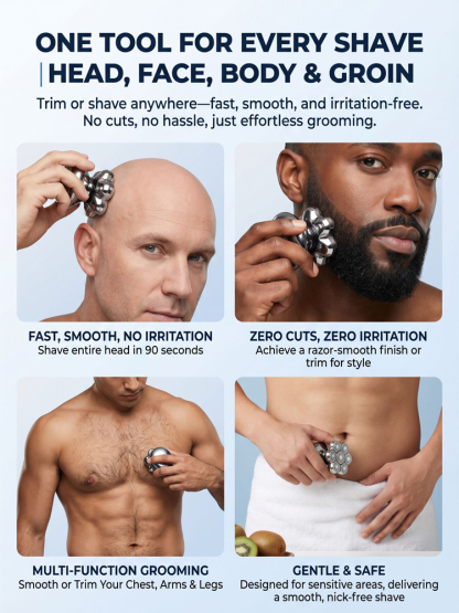 Seven-blade magnetic water-washable shaver🪒✂️One machine, multiple uses: shaving, facial shaving, and grooming all in one