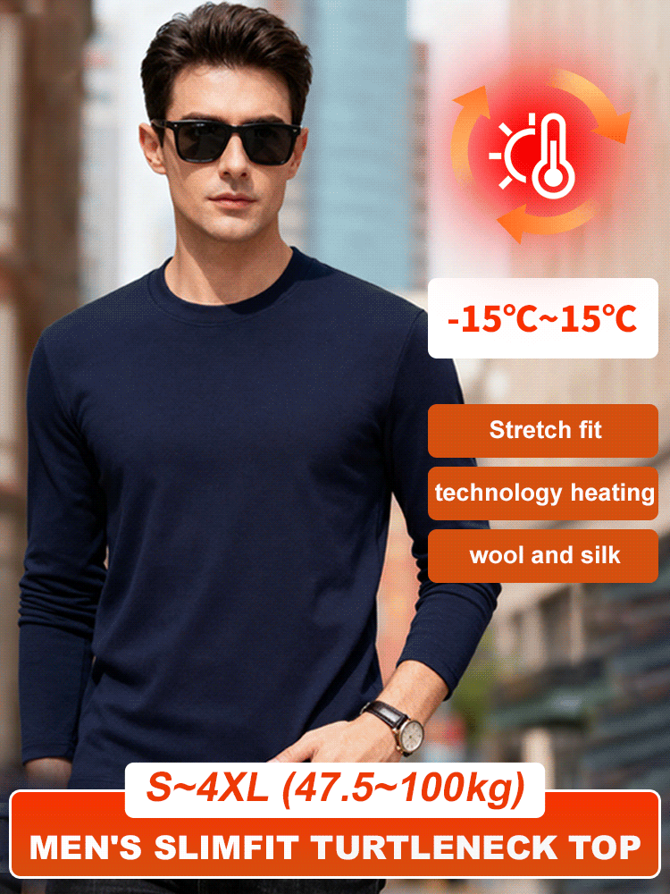 Men's double-sided German fleece turtleneck base layer shirt🧶-15°C to 15°C can withstand severe cold