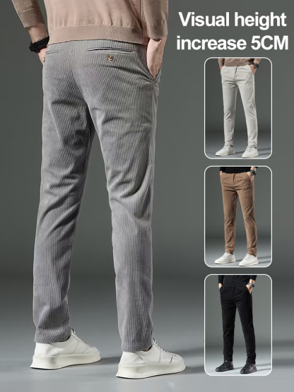 Men's corduroy straight-leg casual trousers for autumn and winter, suitable for temperatures as low as -30°C