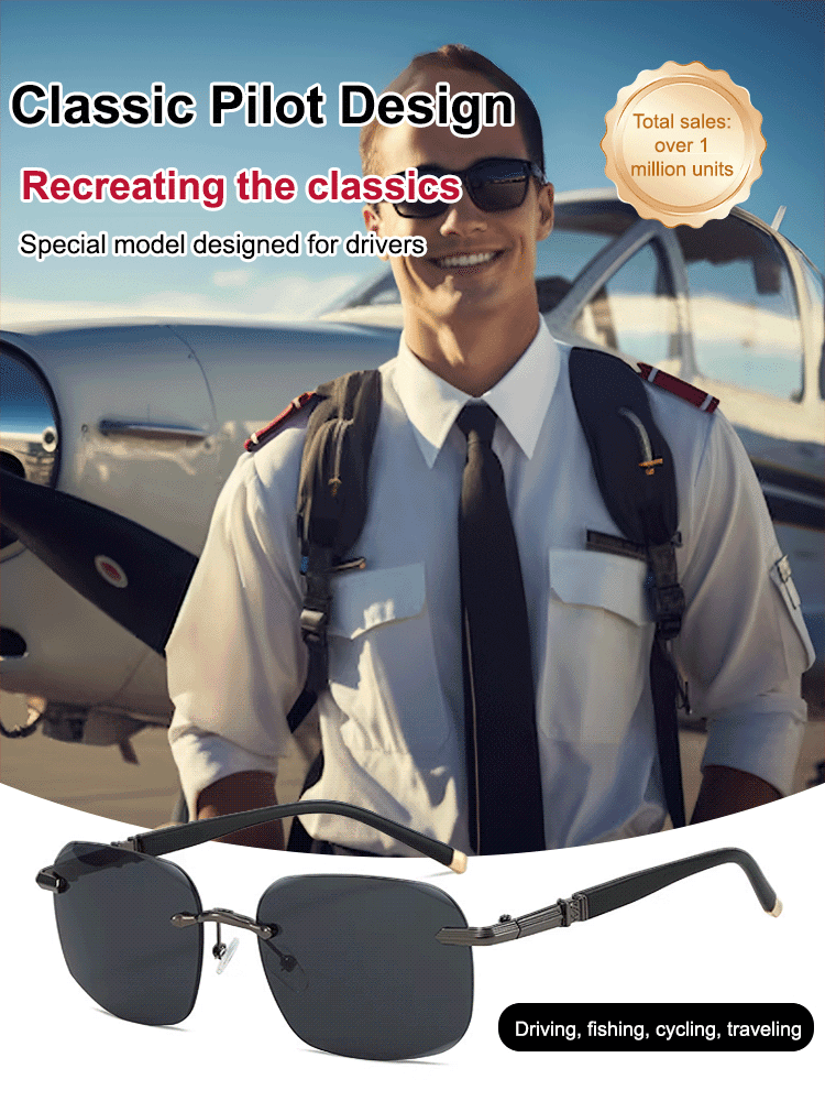 🕶️Pilot high-resolution polarized sunglasses☀️99% high UV protection, completely blocks UVA/UVB ultraviolet rays
