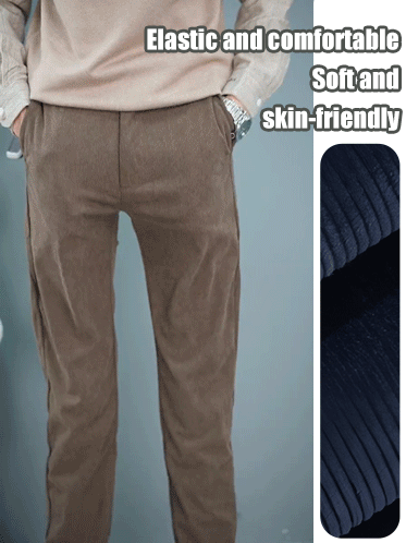 Men's corduroy straight-leg casual trousers for autumn and winter, suitable for temperatures as low as -30°C