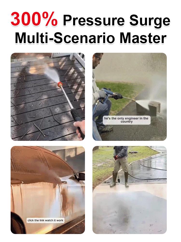 【One Spray for Spotless Cleaning】 Ultra High Pressure Power Washer Gun💪 With 3 times the water pressure of ordinary water pipes, it easily removes stubborn dirt