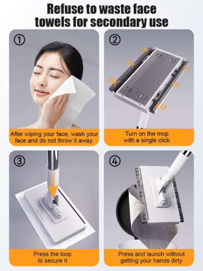 【100% labor-saving】No-wash lazy mop🚀 One-click mop cloth change keeps hands clean, avoiding contact with dirty water