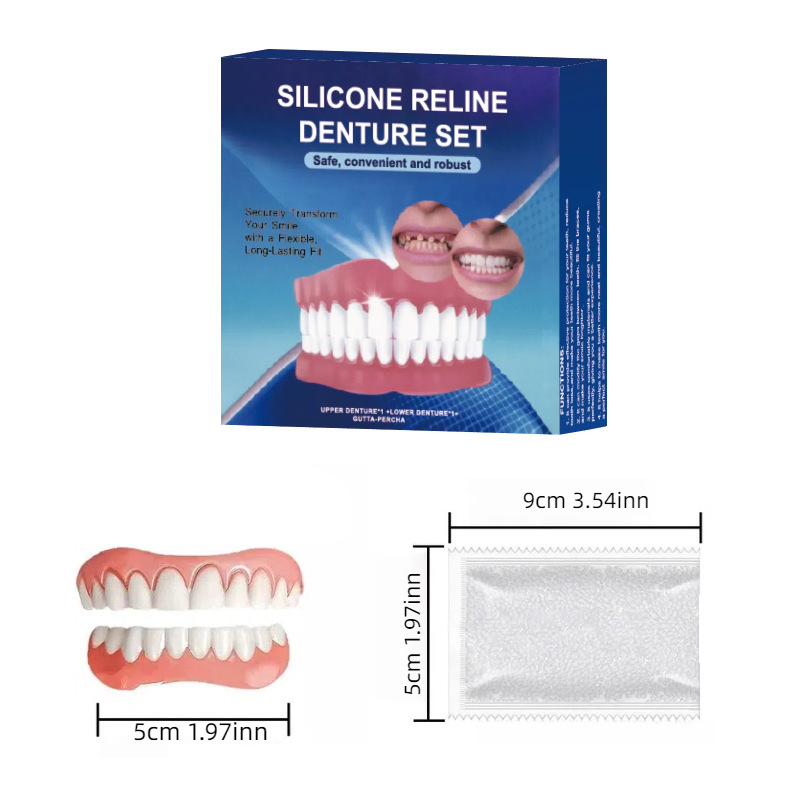🔒No adhesive required, it adheres firmly to the gums, does not fall off easily when speaking or chewing, and is easy to use for people of all ages.