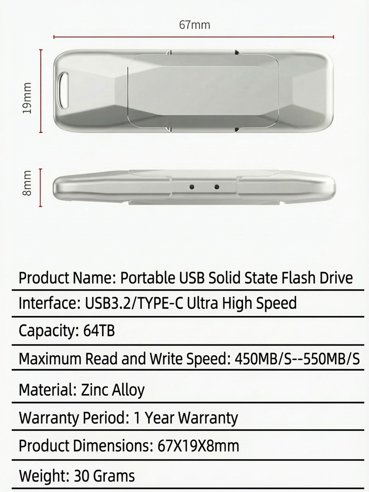 ⚡️ 550MB/s high-speed USB flash drive, 64TB capacity, for the price of a cup of coffee.