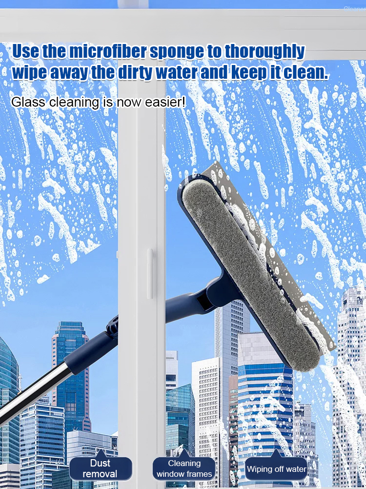 Universal extended window cleaner，say goodbye to back pain, safe and labor-saving