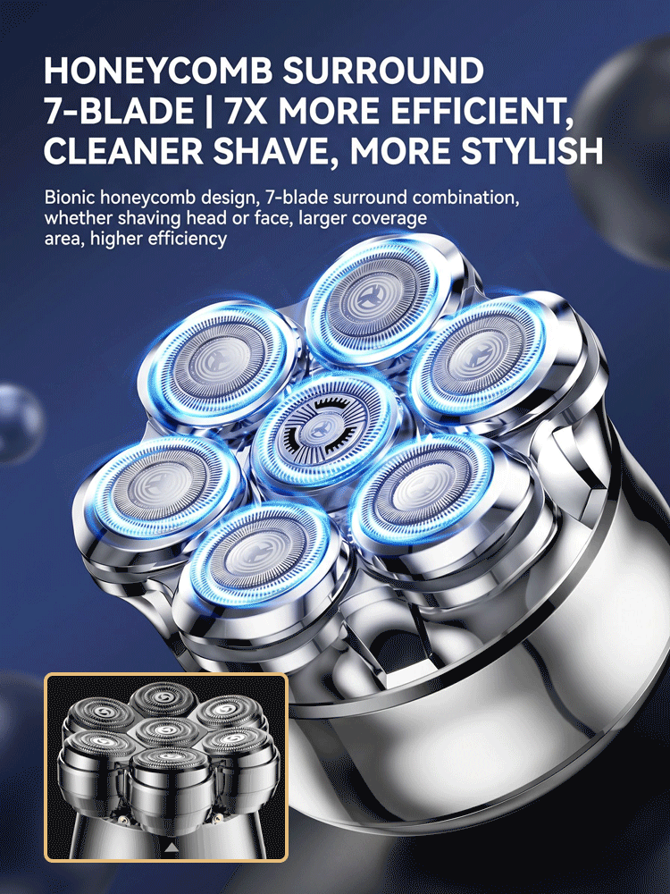 Seven-blade magnetic water-washable shaver🪒✂️One machine, multiple uses: shaving, facial shaving, and grooming all in one