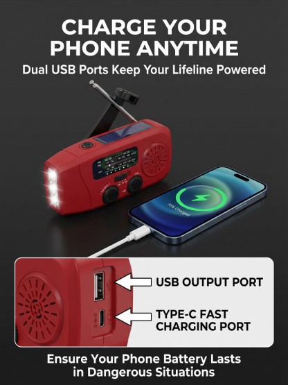 Multifunctional Hand-Cranked Emergency Lighting Radio🔦⚙️No batteries needed, just shake it manually to generate electricity, never runs out of power