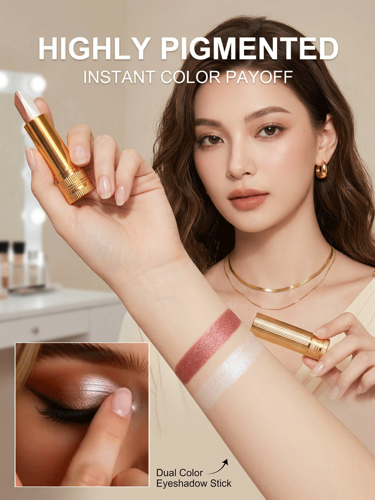 Dual-color waterproof quick makeup 3-in-1 eyeshadow stick⚡3-second molding: Simple operation, no skills required, even beginners can get started