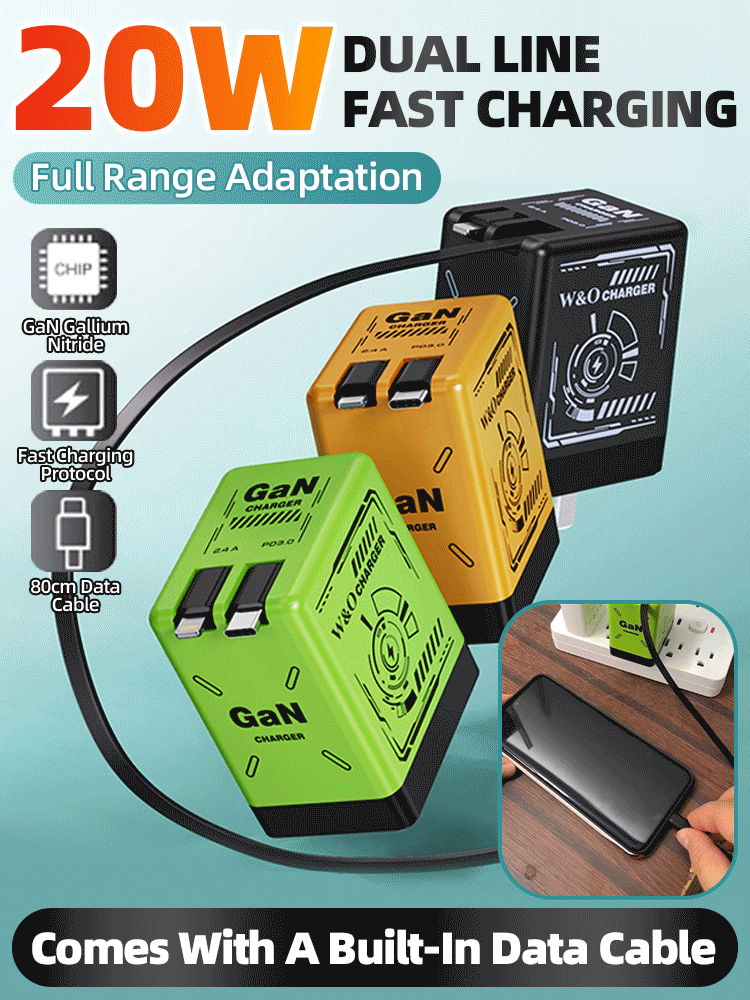 Comes with retractable data cable mobile phone fast charging head